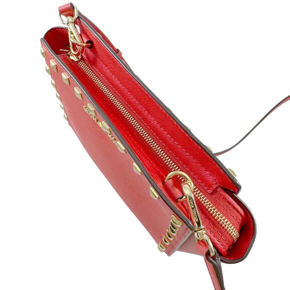 Michael Kors Studded Selma Small Purse Orange Leather Crossbody Bag - Picture 3 of 4